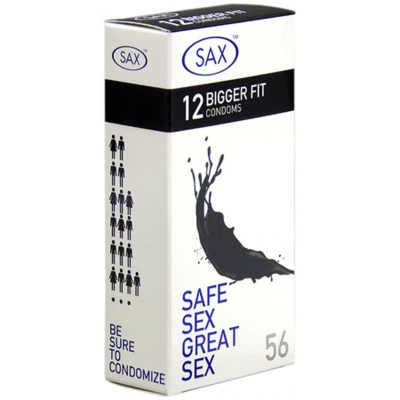 Sax Bigger Fit Condoms with Lubricant -Box 12
